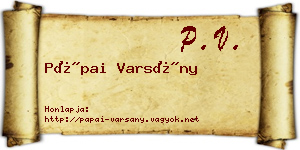 Pápai Varsány névjegykártya
